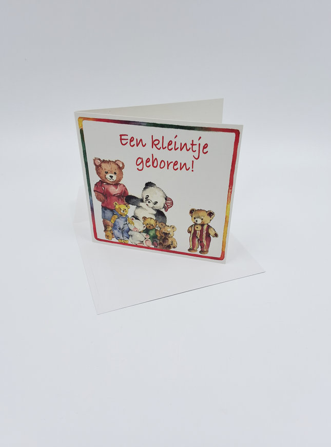 Vierkante wenskaart geboorte, "Een kleintje geboren!" (F04066)