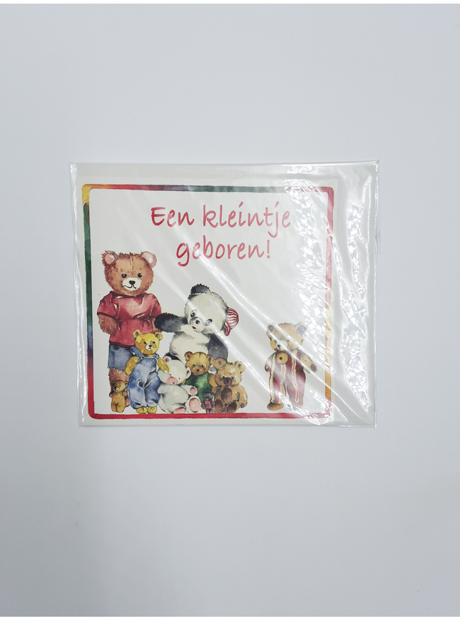 Vierkante wenskaart geboorte, "Een kleintje geboren!" (F04066)