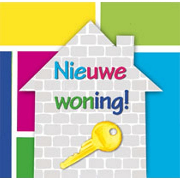 Vierkante wenskaart "Nieuwe woning!" (F04071)
