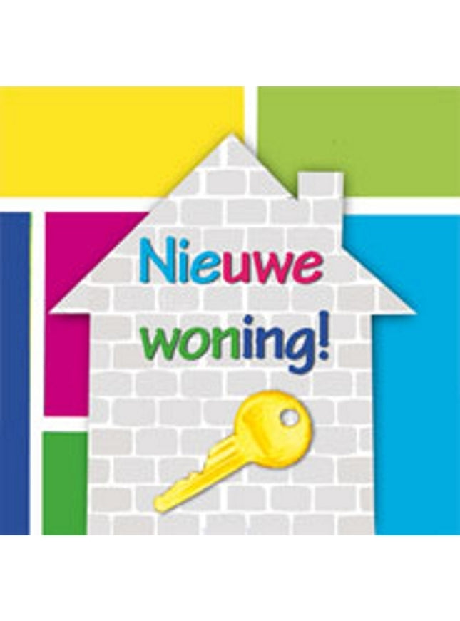 Vierkante wenskaart "Nieuwe woning!" (F04071)