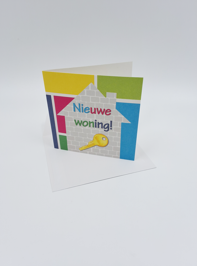 Vierkante wenskaart "Nieuwe woning!" (F04071)