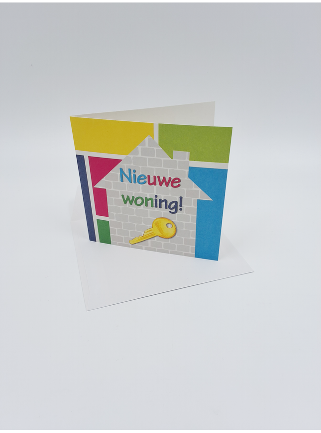 Vierkante wenskaart "Nieuwe woning!" (F04071)
