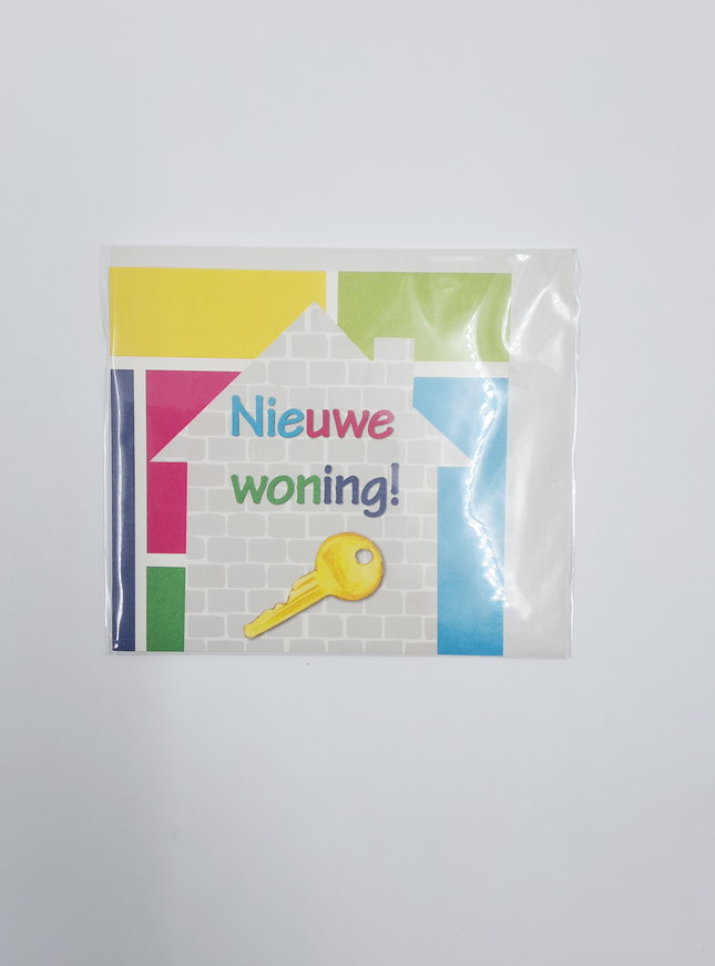 Vierkante wenskaart "Nieuwe woning!" (F04071)