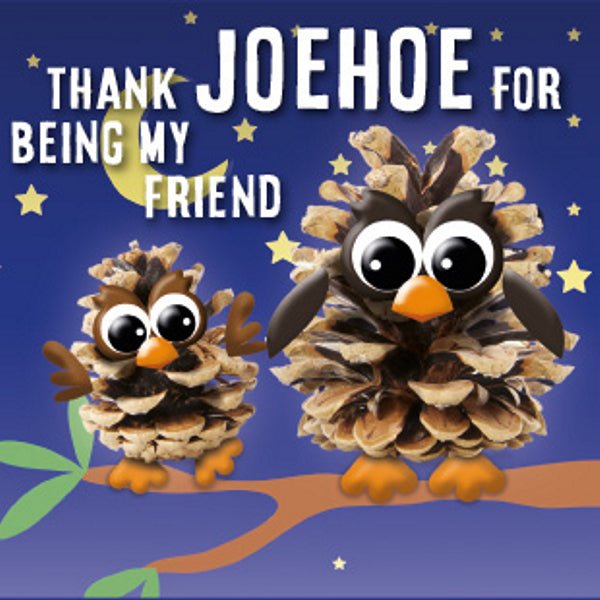 Carte de vœux carrée « Merci Joehoe d'être mon ami »