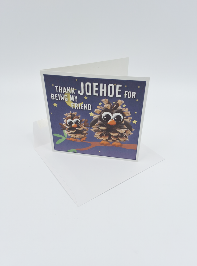 Carte de vœux carrée « Merci Joehoe d'être mon ami »