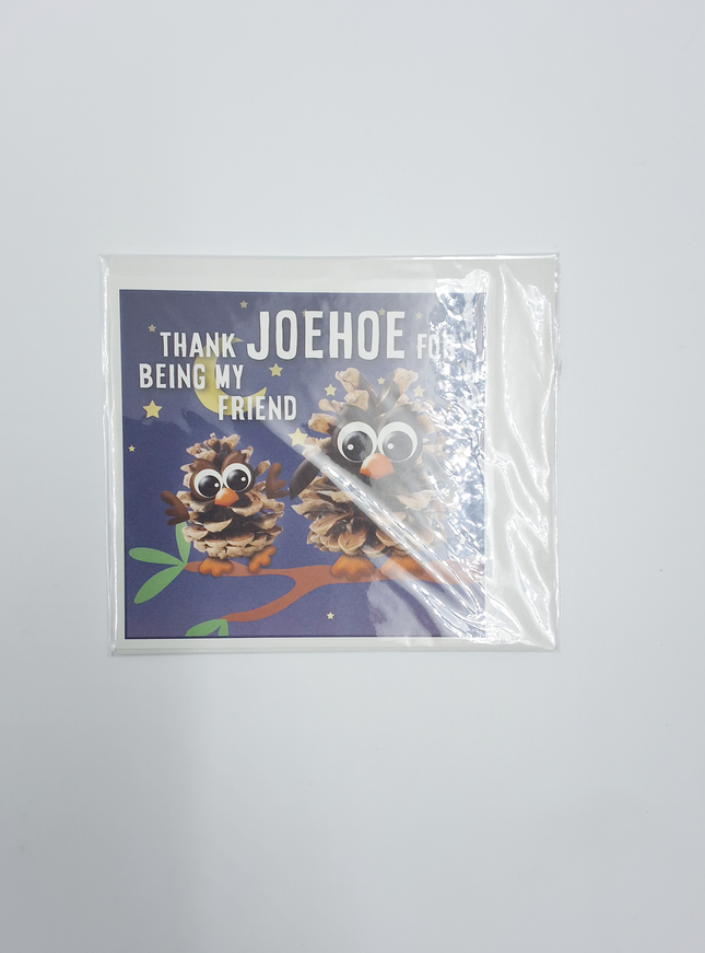 Carte de vœux carrée « Merci Joehoe d'être mon ami »