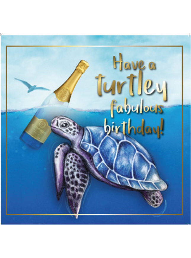 Vierkante wenskaart "Have a turtley fabulous birthday!" (F04088)