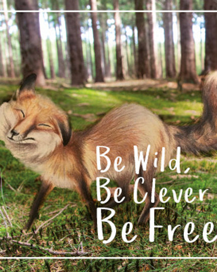 Square greeting card "Be Wild, Be Clever, Be Free!" (F04089)