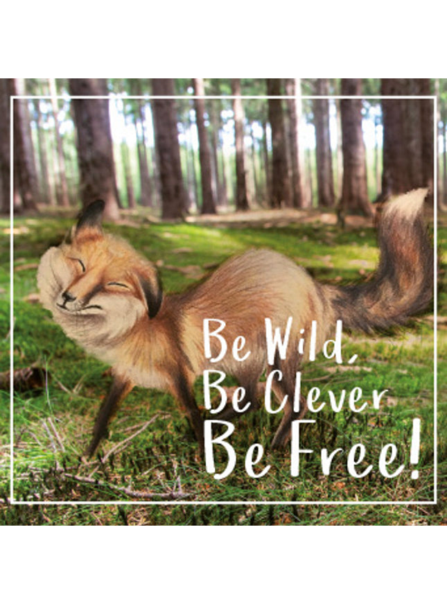 Vierkante wenskaart "Be Wild, Be Clever, Be Free!" (F04089)