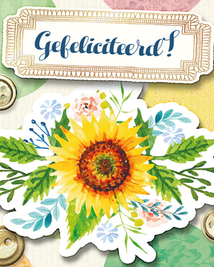 Vierkante wenskaart "Gefeliciteerd!" (F04095)
