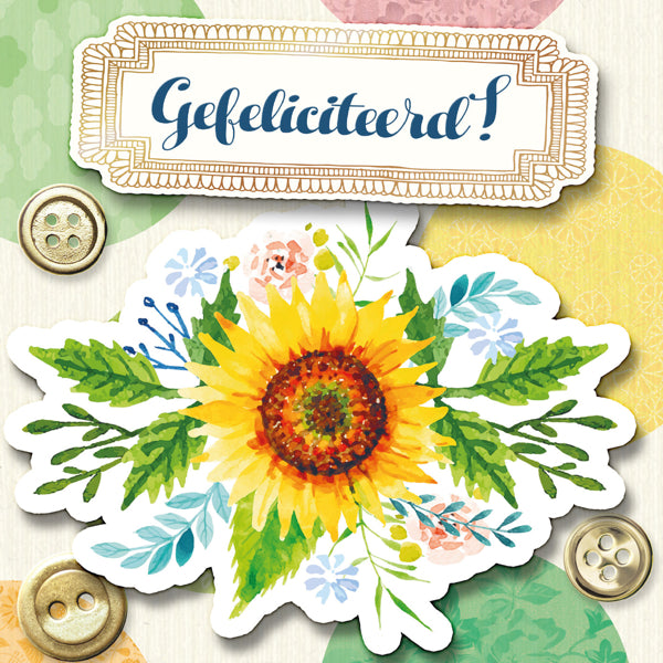 Vierkante wenskaart "Gefeliciteerd!" (F04095)