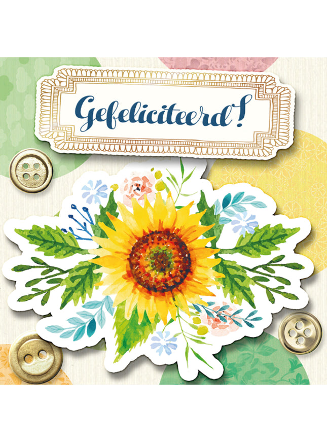Vierkante wenskaart "Gefeliciteerd!" (F04095)