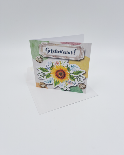 Vierkante wenskaart "Gefeliciteerd!" (F04095)