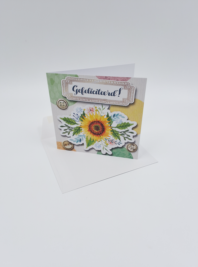 Vierkante wenskaart "Gefeliciteerd!" (F04095)