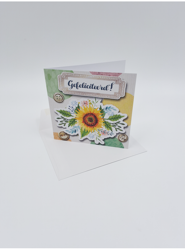 Vierkante wenskaart "Gefeliciteerd!" (F04095)