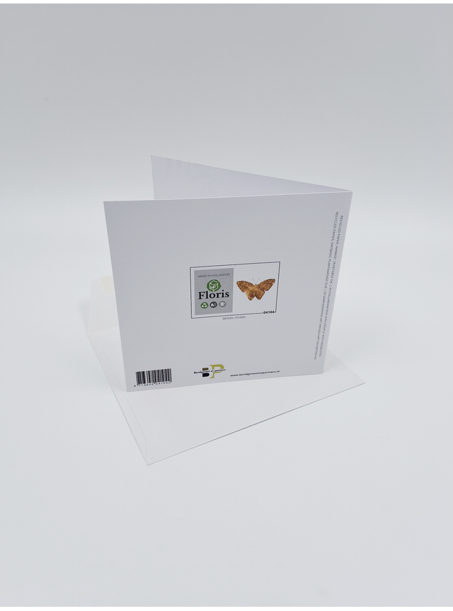 Vierkante wenskaart gouden vlinder (F04104)