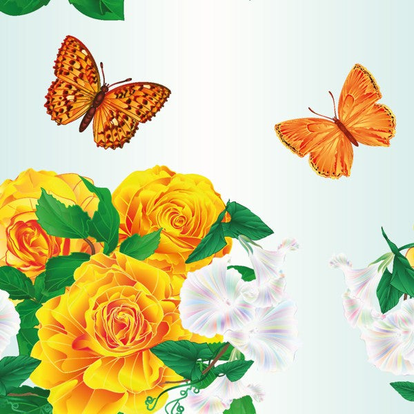Carte de vœux carrée papillon et roses