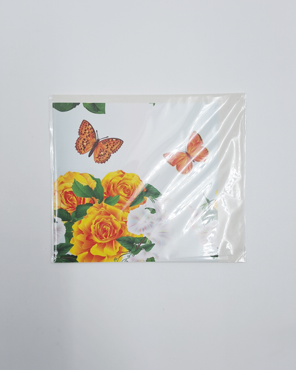Square greeting card butterfly with roses (F04106)