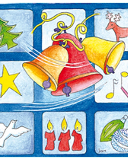 Square Christmas card Christmas bells