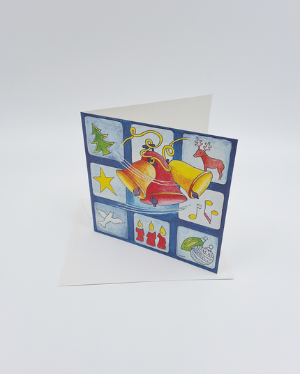 Square Christmas card Christmas bells