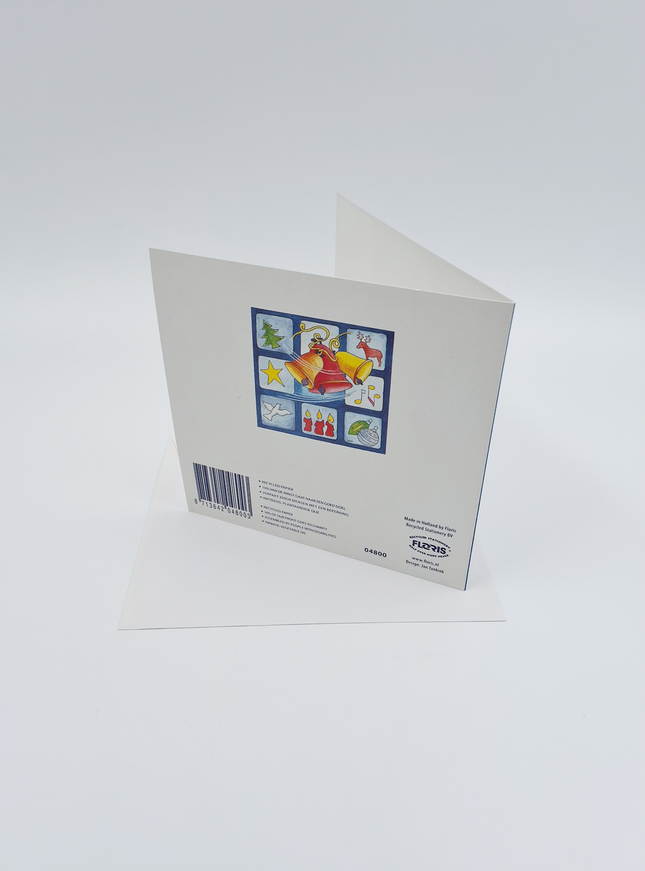 Vierkante kerstkaart kerstklokken (F04800)