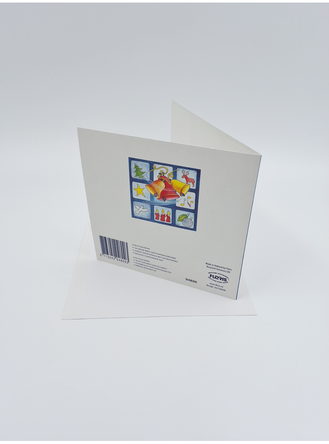Vierkante kerstkaart kerstklokken (F04800)