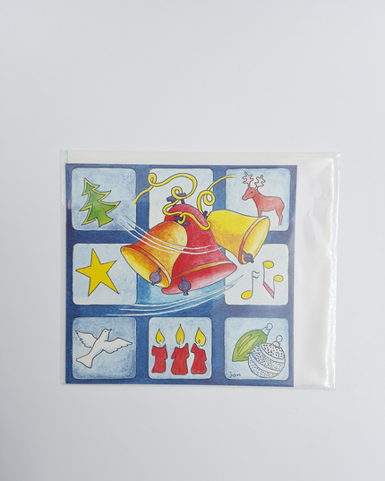 Square Christmas card Christmas bells