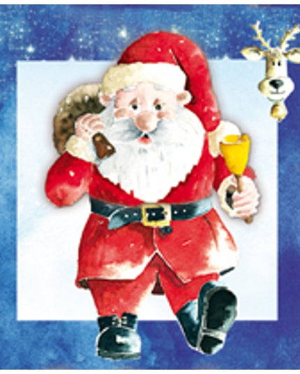 Square Christmas card Santa Claus with bell