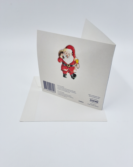 Square Christmas card Santa Claus with bell