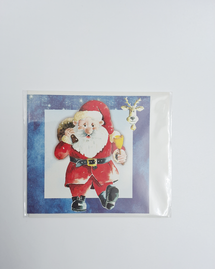 Square Christmas card Santa Claus with bell