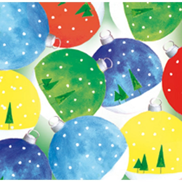 Vierkante kerstkaart kerstballen kleur (F04803)