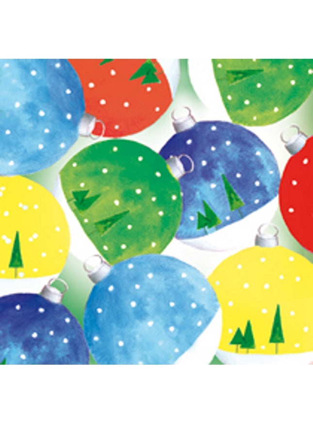 Vierkante kerstkaart kerstballen kleur (F04803)