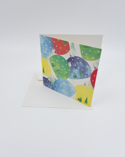 Square Christmas card Christmas balls color
