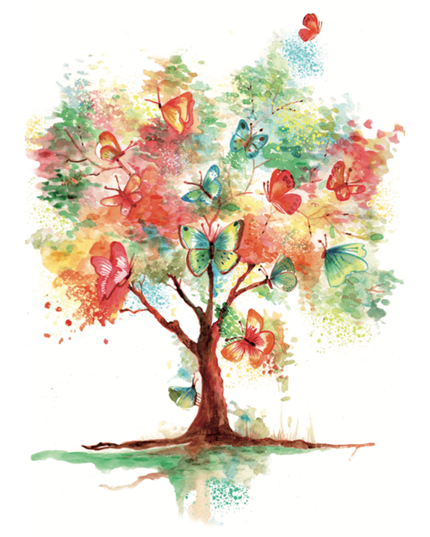 Greeting card tree with butterflies (F10009)
