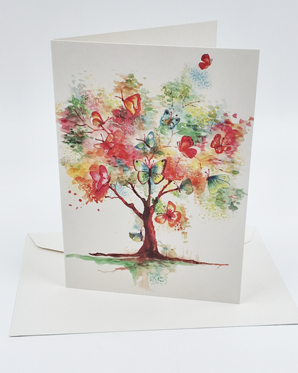 Greeting card tree with butterflies (F10009)