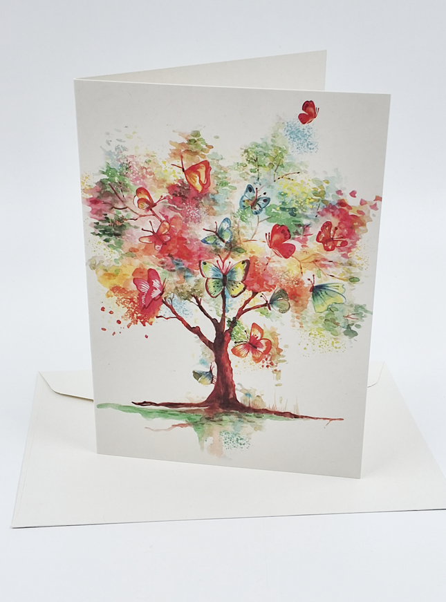 Wenskaart boom met vlinders (F10009)
