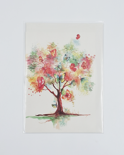 Greeting card tree with butterflies (F10009)