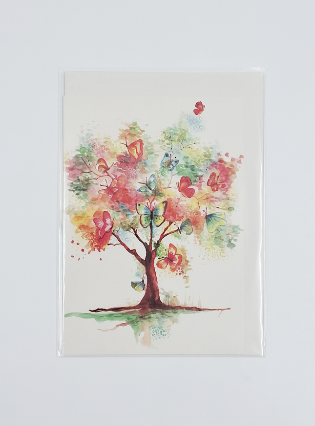 Wenskaart boom met vlinders (F10009)