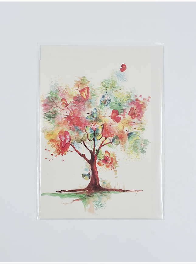 Wenskaart boom met vlinders (F10009)