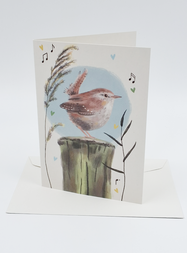Wenskaart vogel op boomstam (F10012)