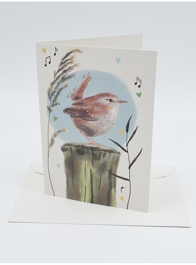 Wenskaart vogel op boomstam (F10012)