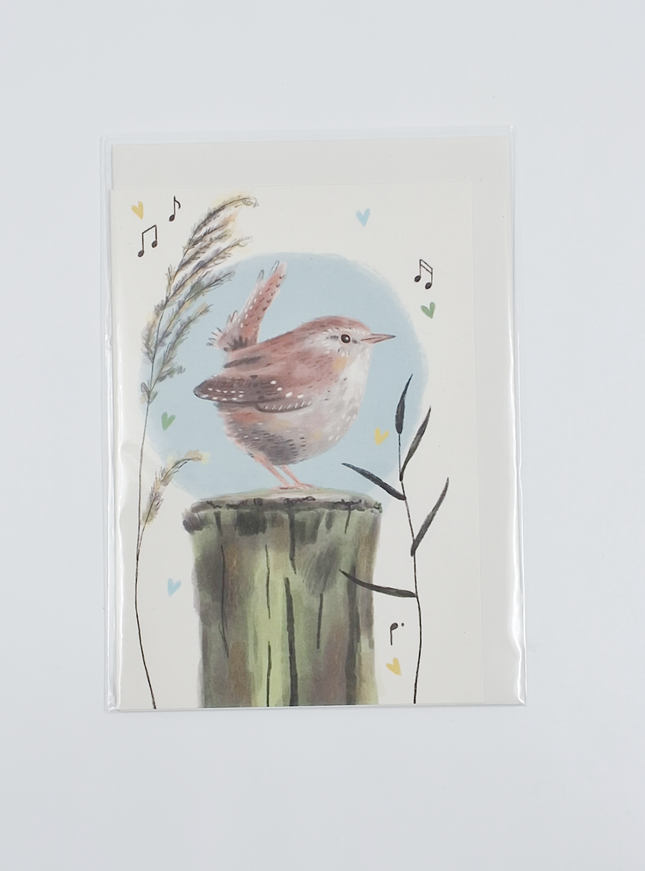 Wenskaart vogel op boomstam (F10012)