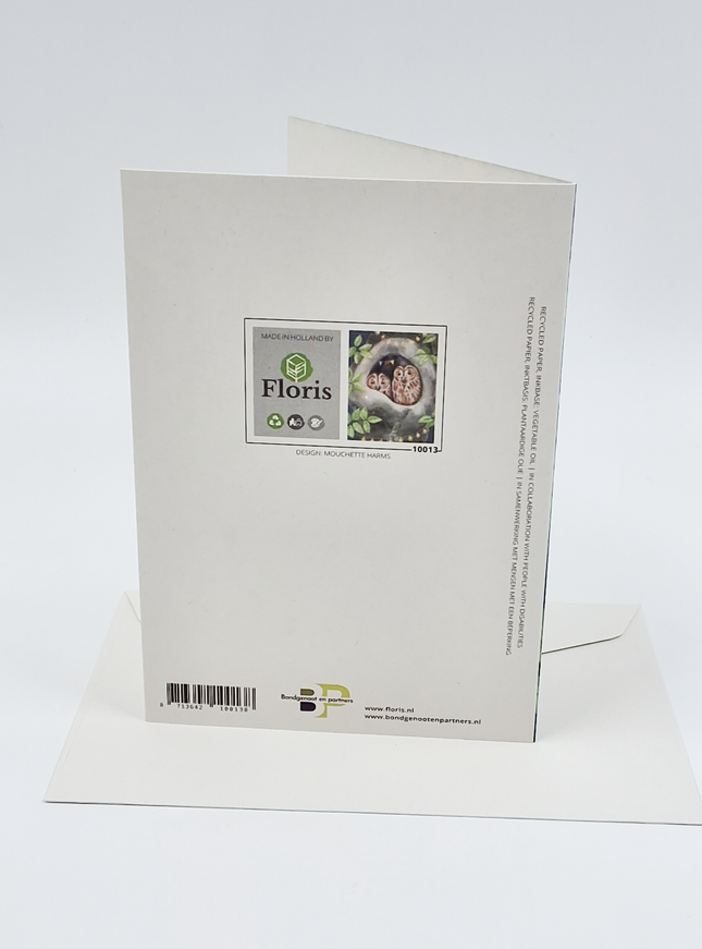 Wenskaart uil in boom (F10013)