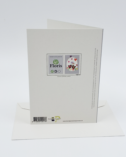 Wenskaart vogels en hartjes (F10017)