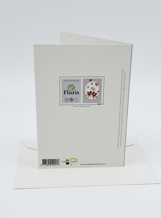 Wenskaart vogels en hartjes (F10017)