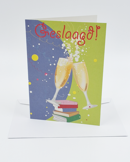 Wenskaart geslaagd, glazen (F10021)