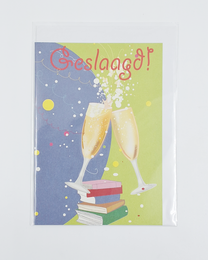 Wenskaart geslaagd, glazen (F10021)
