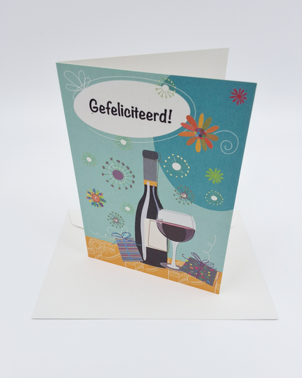 Greeting card congratulations bottle of wine (F10024)