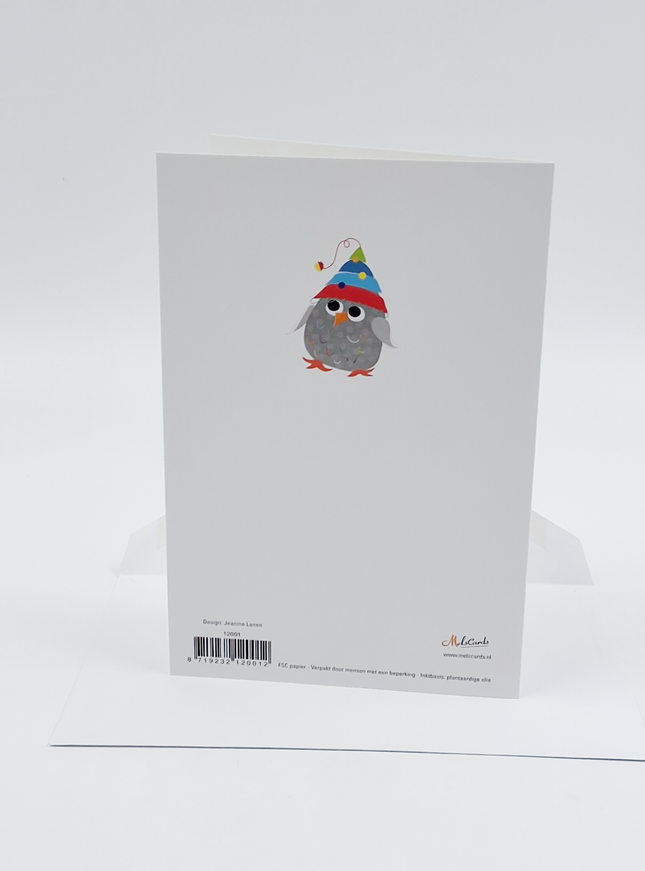 Wenskaart diverse vogels gefeliciteerd (F10026)