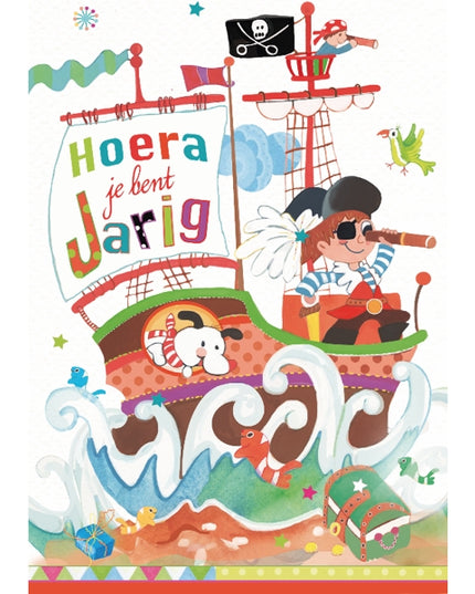 Greeting card hooray, boat children (F10032)
